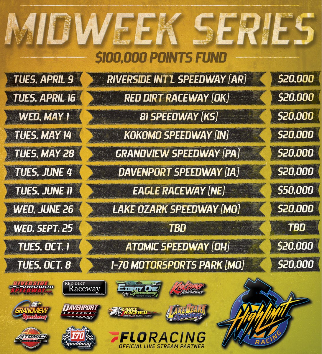 The Midweek Money Series isn’t going anywhere. In 2024, 11 dates are set with all paying at least $20,000/Win, $1,500/Start + one big one. 😎 The series within a series will also offer a $100,000 points fund for the top-10 teams. Who’s excited for some midweek jackpots? 🎰