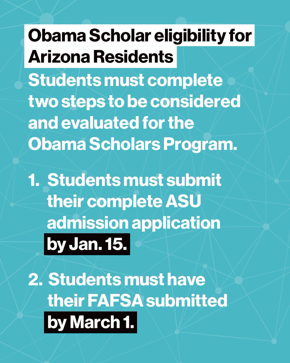 📣 Attention future Sun Devils! 📣 Mark your calendars for these key dates:

Dec. 31: FAFSA opens for 2024–2025.
Jan. 15: Complete the ASU admission application.
March 1: Priority FAFSA deadline.

#FutureSunDevils #FAFSA #FinancialAid