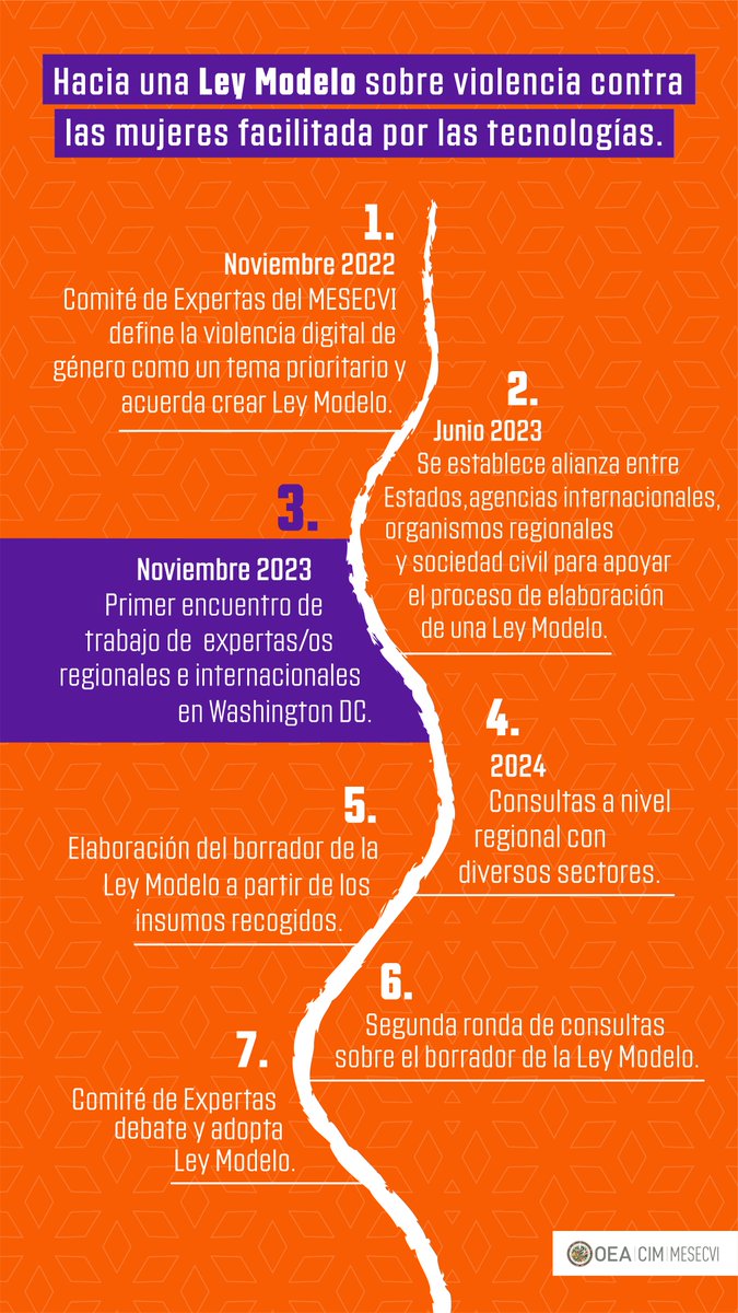 ✅Con el evento regional realizado este jueves y viernes iniciamos la ruta hacia una 📲Ley Modelo sobre violencia de género facilitada por las tecnologías.

Agradecemos el apoyo de Estados y organizaciones aliadas para hacerlo posible🤝

Conoce las etapas del proceso y súmate‼️