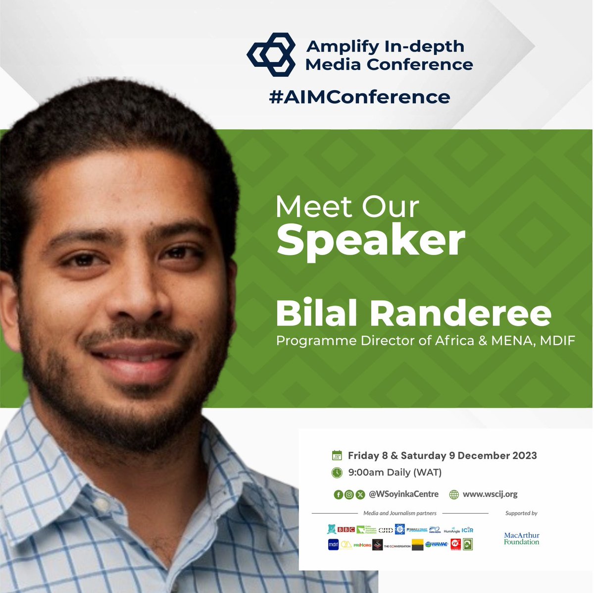 How can journalists and media owners create a sustainable business model and attain editorial independence? Join @bilalr, Programme Director (Africa & MENA), @mdiforg at the 2023 #AIMConference for answers. Date is 8-9, December at the Abuja Continental Hotel. See you there.