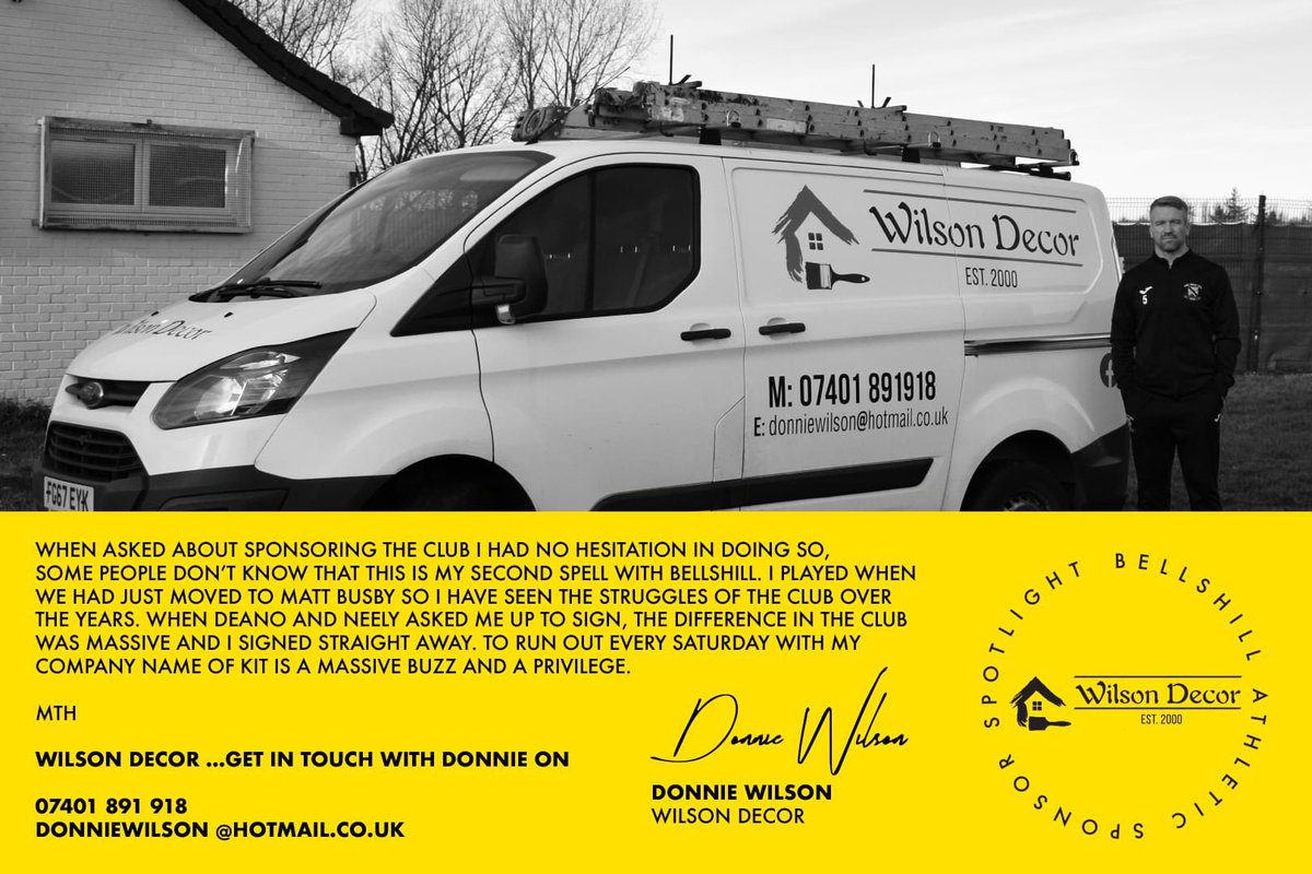 Sponsor Spotlight!

This week player, club and shorts sponsor Donnie Wilson gave us a few words about why he continues to sponsor the club this season. Donnie is a painter and decorator who owns and operates Wilson Decor. 

He gave us some time this week:

 #MonTheHill