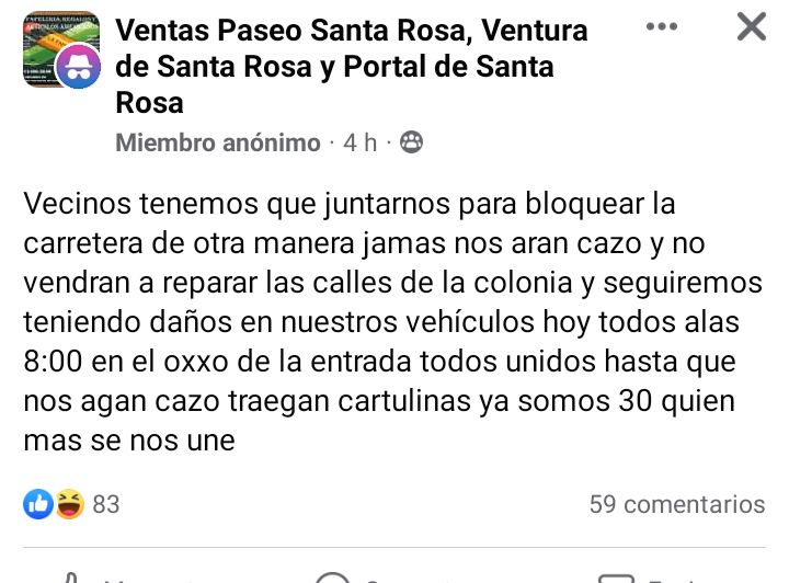 Apodaca_News's tweet photo. ⚠️Vecinos de la zona Santa Rosa #Apodaca convocan a una protesta para exigir a @cesargarzav @ApodacaOficial que se deje de excusas y por fin le metan mano a esa vialidad. 

Las calles cada vez están peor y las excusas que siempre pone el alcalde, ya no valen https://t.co/pchDptoJL6