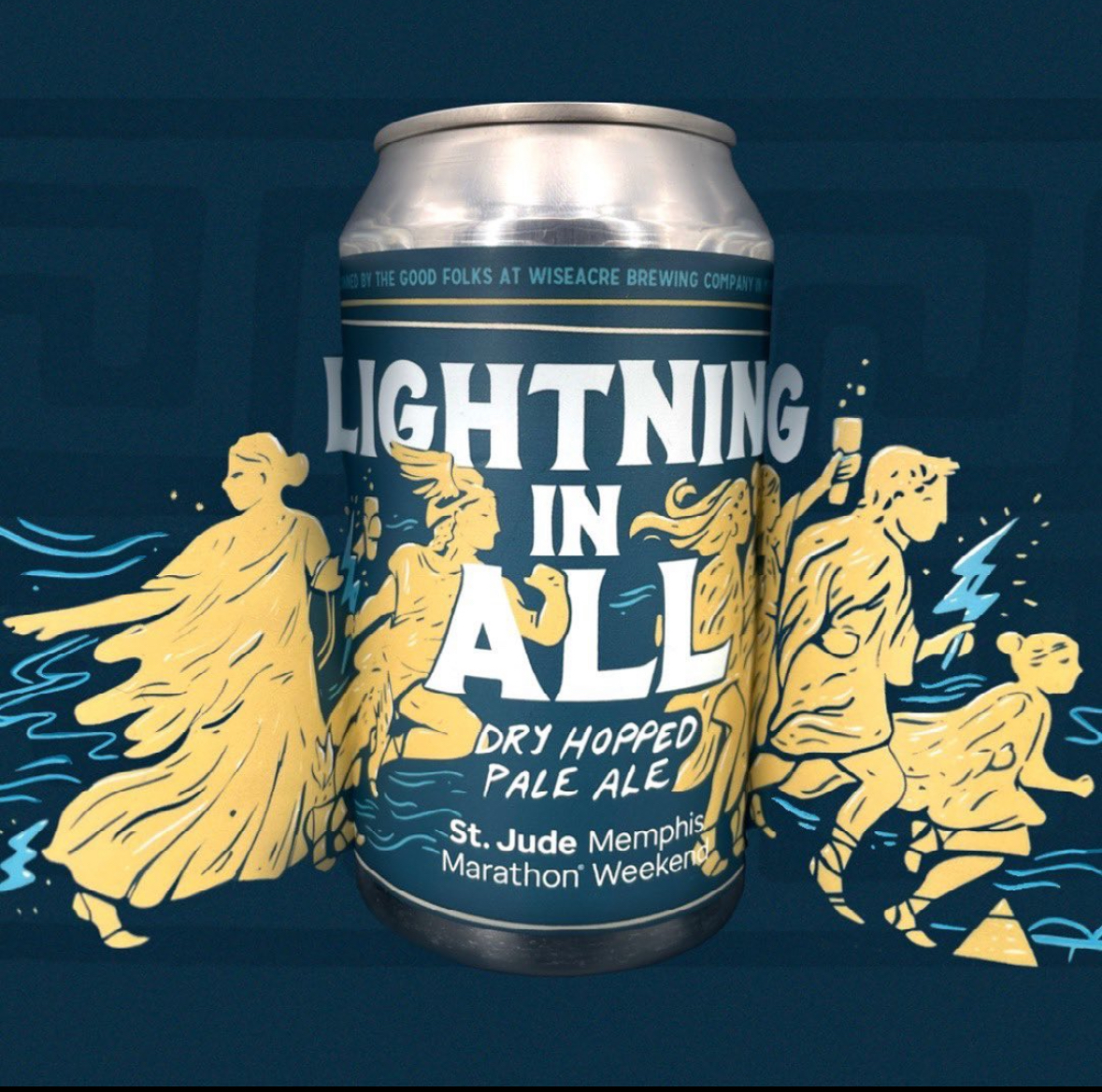 Lightning in All Dry Hopped Pale Ale! ⚡️ In celebration of the St. Jude Marathon, we were asked to brew a beer for running. Join us Dec 2 at HQ for St Jude Marathon watch party at 7AM. We will be serving breakfast and brews, bring your race bib for 20% off all beer tabs⁠