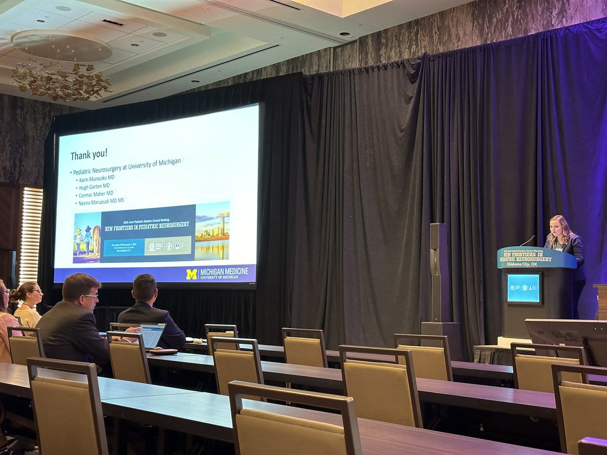 Fantastic talk <a href="/PedsSection/">AANS/CNS Peds Section</a> by Dr. Katherine Holste <a href="/KHolsteMD/">Katherine Holste</a> challenging historically accepted notions by showing that Chiari I malformations are not associated with higher incidence of tethered spinal cord! #pedsneurosurgery 
<a href="/umichneuro/">Michigan Neurosurgery</a> <a href="/NeenaMarupudi/">Dr. Neena Marupudi, M.D., M.S.</a>