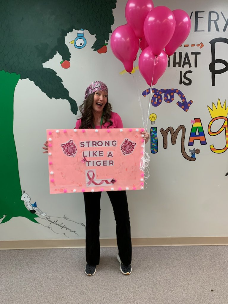 Celebrating Ms. Bell’s ringing of the bell! 🩷