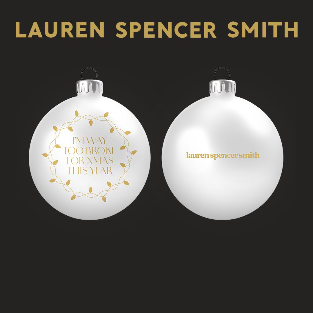 iamlaurenmusic's tweet photo. ITS OFFICIALLY HOLIDAY SZN ❤️ To celebrate I made a Christmas playlist of my fav songs & I’ll be doing covers of some of them until Christmas (Lmk which you want🥹). ALSO, you can get a ‘Broke Christmas’ ornament on my store now until 12/6, and when you buy an ornament, you get 35% off any additional item. LOVE U GUYSSS MERRY SMITHMAS 🎄

Ornament & Merch: https://t.co/0MNd1msM7T 
Playlist: https://t.co/Iz5dIT2dL0…