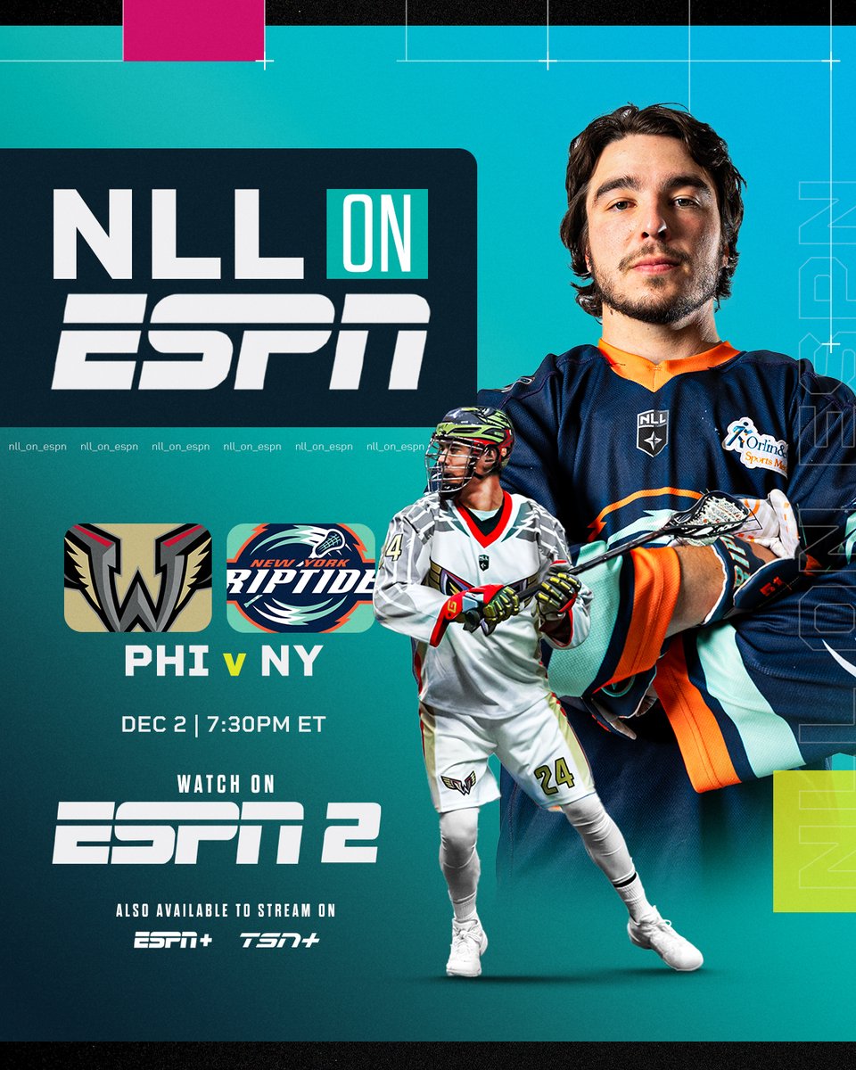 A battle at the Coliseum! 🏟️

The #NLL Saturday Night Showcase on ESPN

🥊 <a href="/NLLwings/">Philadelphia Wings</a> vs @newyorkriptide 
🗓️ Tomorrow
⌚️ 7:30pm ET
📺 <a href="/espn/">ESPN</a> &amp; <a href="/TSN_Sports/">TSN</a>