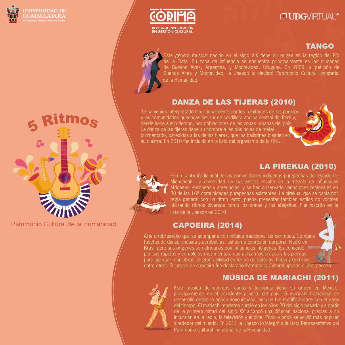 👉La lista del Patrimonio Cultural Inmaterial de la UNESCO desde 2008 incluye tesoros orales e inmateriales para salvaguardar la diversidad cultural y expresión creativa. Los ritmos latinoamericanos tienen un lugar importante en esta lista.✨