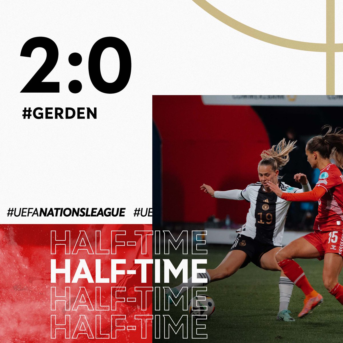 Two up at the half! 🙌 WIR #IMTEAM 🇩🇪 #GERDEN 📸 DFB/Sofieke van Bilsen