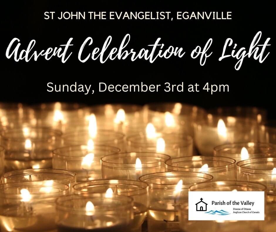 ValleyAnglicans's tweet photo. Advent begins with our parish coming together for the annual St. John's Eganville Celebration of Light. Please join in this service of evensong with memorial prayers as we raise funds for Wide Smiles For All Through Education: Sunday, December 3rd at 4pm at St. John's Eganville. https://t.co/dpGKpNgjDj