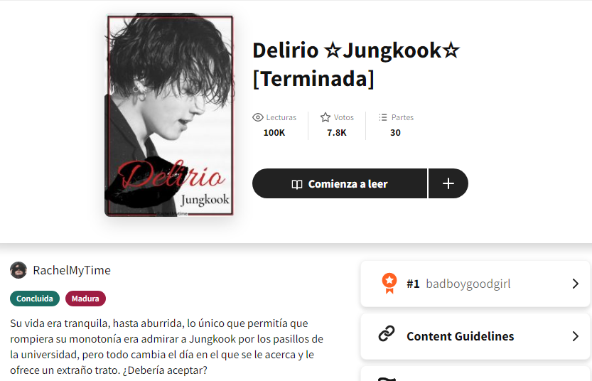 MytimeRachel's tweet photo. Lo increíble ha sucedido: ¡Delirio ha pasado de las 100mil lecturas! 😱
 
Como dice el JK de Delirio, da igual las veces que lo diga, parece que nunca llega a lo que realmente siento: Muchísimas gracias 💜

☆ https://t.co/UcnfFC8q58 ☆

#DelirioJK #fanfic #Jungkook #BTS #Wattpad https://t.co/56ObRfoyI8