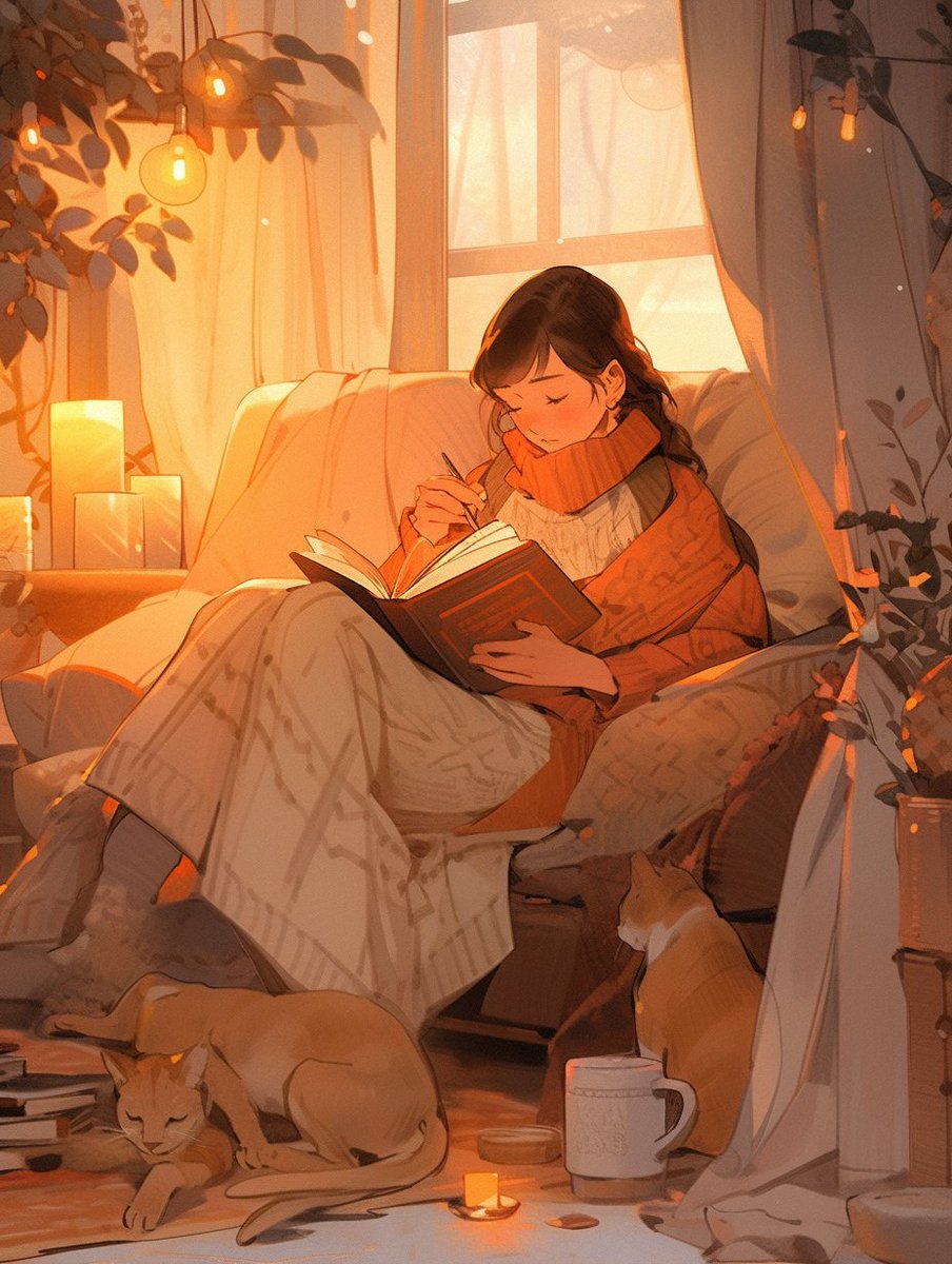 Immersed in literary warmth #CozyReads #WinterWhispers #Aiart