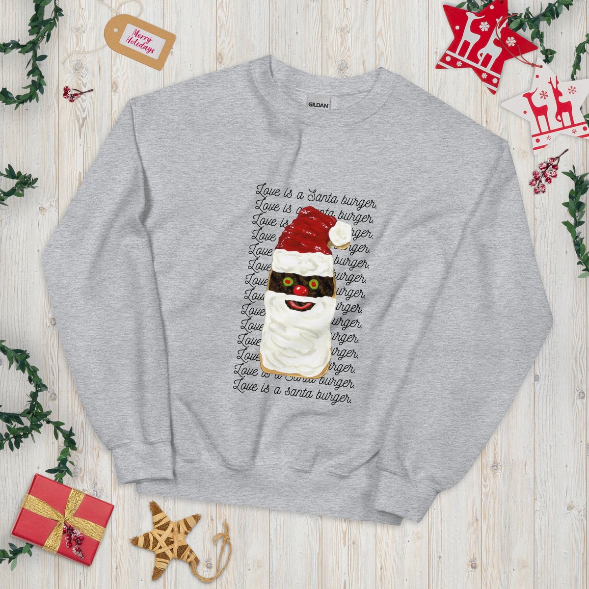 Limited-edition holiday merch featuring art from the incredible Rose Metting is here! Grab a sweatshirt or mug featuring the disgusting, endearing #SantaBurger 🎅🍔 from season 1 of #gilmoregirls 
gilmorewomen.bigcartel.com/products