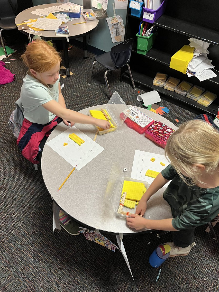 Working on making tens through addition and seeing how numbers change…while connecting it to place value!  #visiblemath