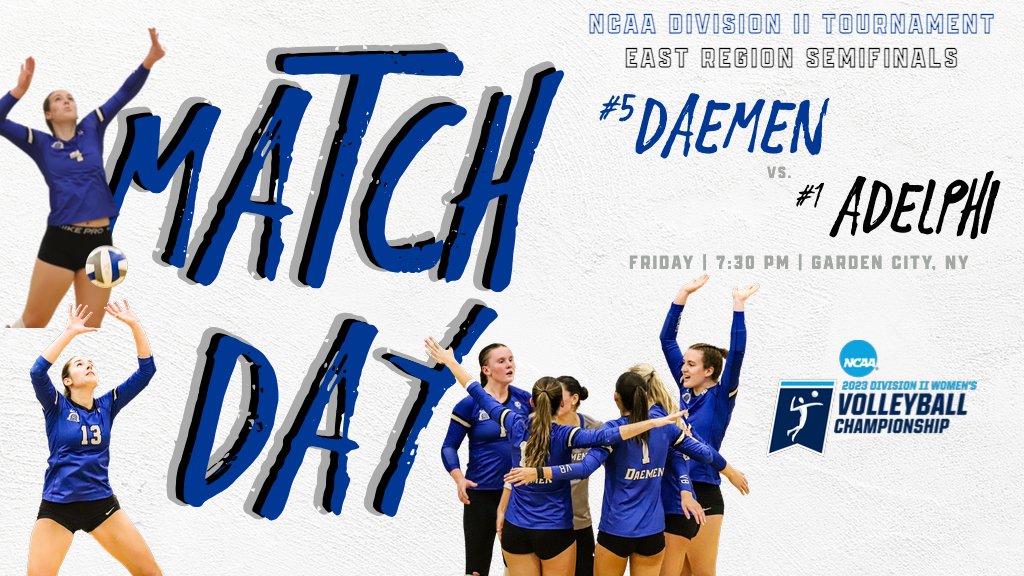 DaemenWVB's tweet photo. After the quarters it's the SEMIFINALS

We take on #1 Adelphi tonight in the NCAA Division II East Region semis at 7:30!!! Go Wildcats!!! https://t.co/HSwr9pz6Gg