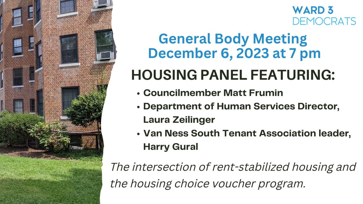 Join us virtually on December 6th at 7 pm, where we will have an excellent housing panel to discuss the intersection of rent-stabilized housing and the housing choice voucher program.