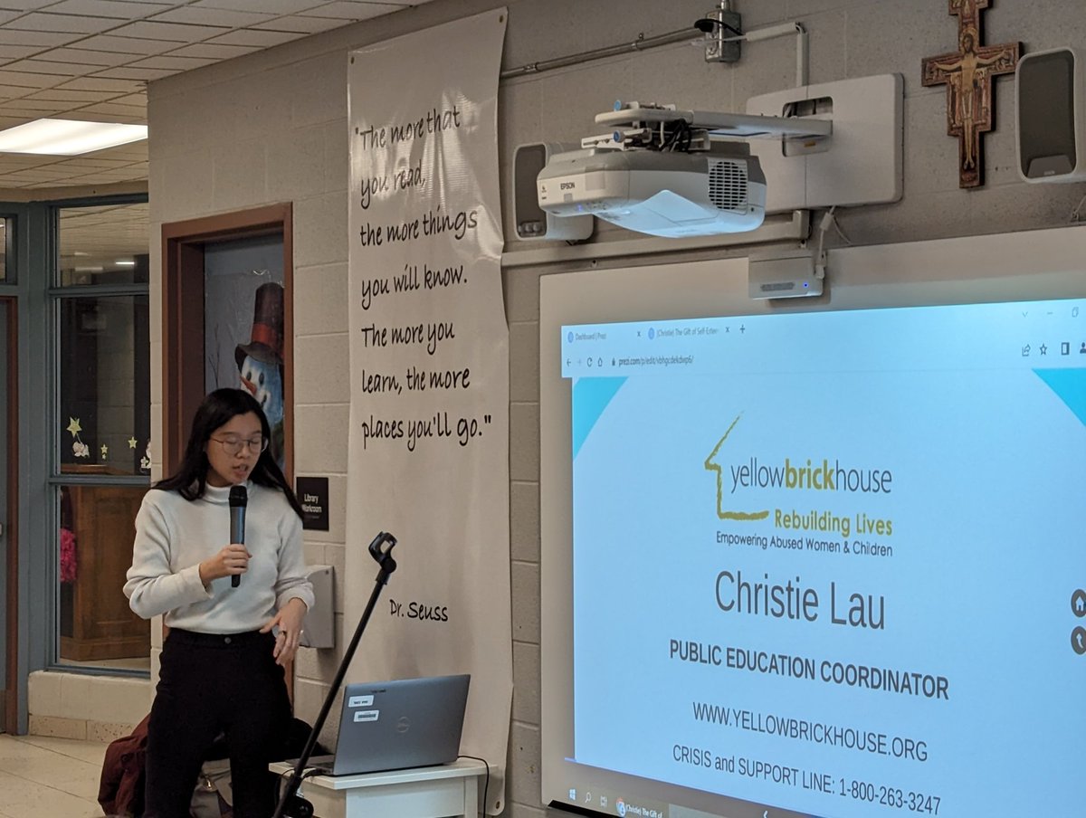 A representative from the Yellow Brick House visited with our grades 5-8 students to discuss positive self esteem and examine ways that students can develop a positive self-image and self-confidence. #positiveselftalk