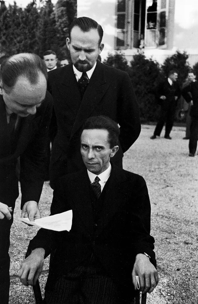 Nazi propaganda minister Joseph Goebbels photographed as he finds out the photographer, Alfred Eisenstaedt, is Jewish.