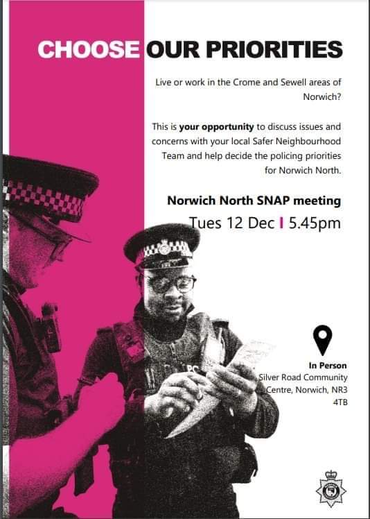 So important for residents to come to these meetings to dicuss their issues and concerns. Have your voice heard!

Tuesday 12th December at 5:45pm. It is taking place at the Silver Road Community Centre.