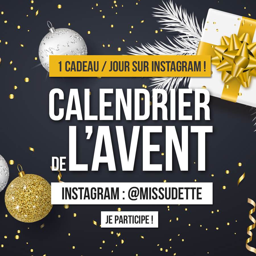 🎁  Rendez-vous dès ce soir sur mon compte Instagram @missudette pour un calendrier de l'Avent rempli de cadeaux que j'adore 🙏 

Ce calendrier de l'Avent = 1 post concours (chaque soir à 19h30) pour vous faire plaisir ✨ 

=> instagram.com/missudette #concours