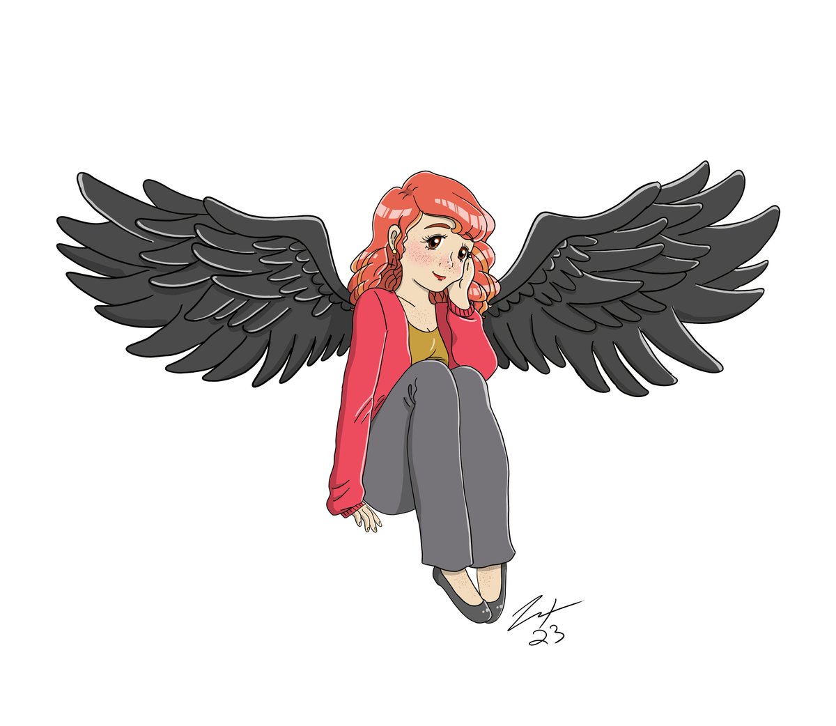 I'm giving my monster girl a girlfriend. She's a dark angel, which is a concept I'm still figuring out, but I kind of picture them as super charged vampires with wings. I named her Annabel after Edgar Allan Poe's: "Annabel Lee."