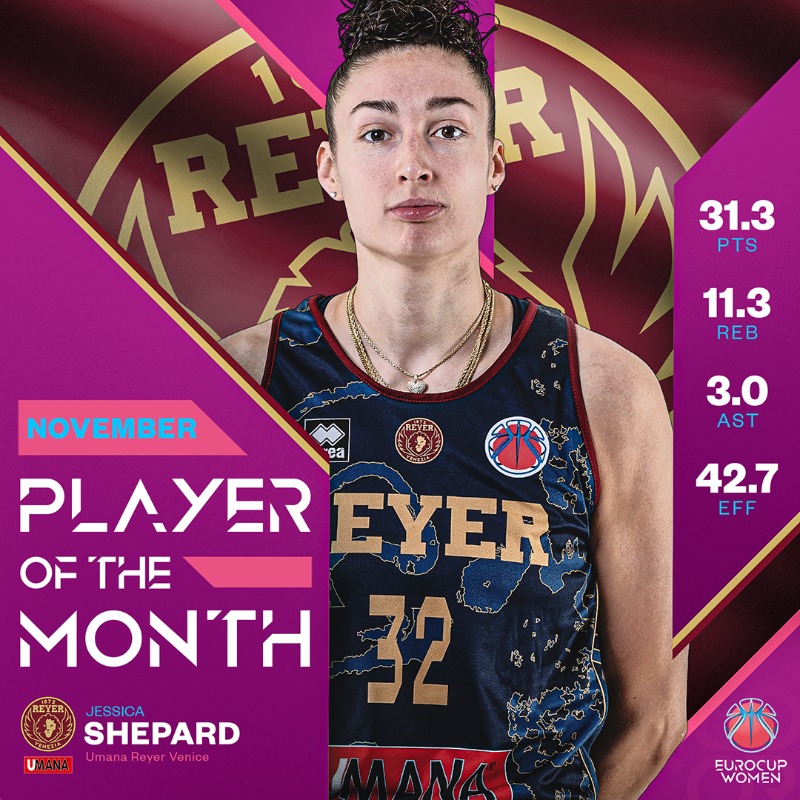EuroCupWomen's tweet photo. 🗣️ 𝐌𝐕𝐏 🗣️ 𝐌𝐕𝐏 🗣️ 𝐌𝐕𝐏 🗣️

@JShepard32 put up MASSIVE numbers throughout November to claim MVP of the Month title 🦁❤️

#EuroCupWomen x @REYER1872