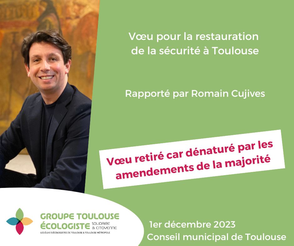 .@Romain_Cujives a présenté notre vœu pour la restauration de la sécurité à #Toulouse : il y a urgence à agir face à l'explosion des coups et blessures, des violences sexuelles et délits liés aux stupéfiants recensés depuis 2016⚠️