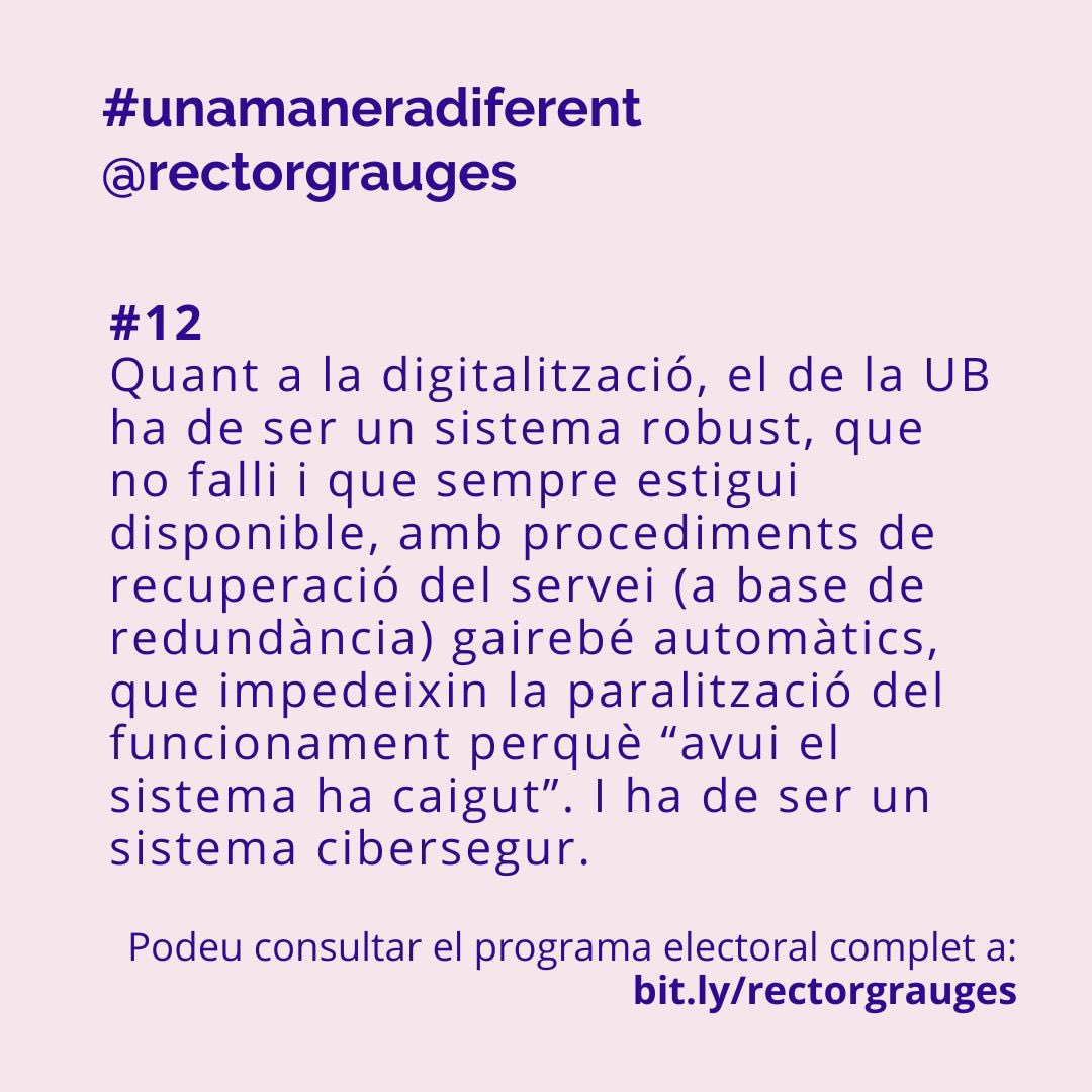RectorGrauges's tweet photo. Avui hem presentat el programa d’ #unamaneradiferent als Campus de Bellvitge i al de Torribera #EleccionsUB @UniBarcelona https://t.co/qOH6JPR8qQ