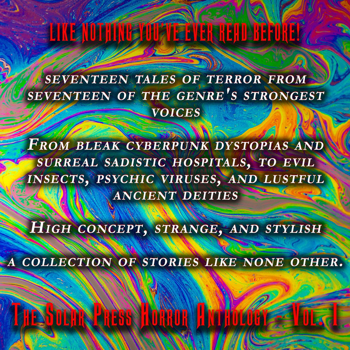 SolarPressBooks's tweet image. AVAILABLE NOW:
The Solar Press Horror Anthology Vol. I

BUY IT HERE:
UK / EU - solarpressbooks.com
US / CA - coming soon...