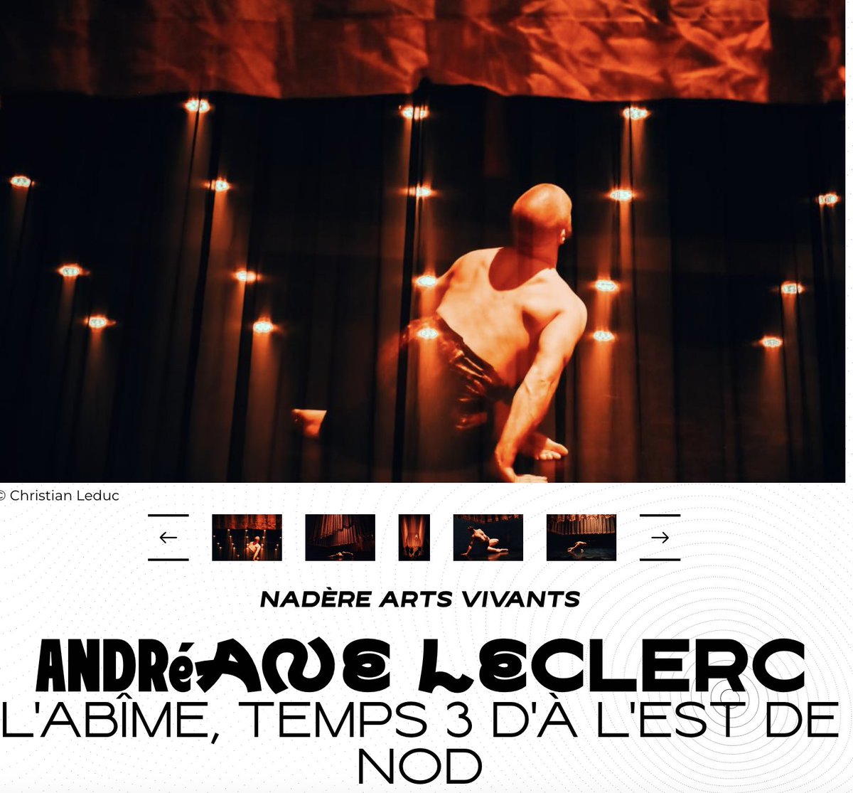 QGCulturel's tweet photo. Emmalie Ruest a vu «L’abîme, temps 3 d’ À l’Est de Nod» d'Andréane Leclerc présenté à La Chapelle Scènes Contemporaines cette semaine.cette semaine.
Voici sa critique-poème ⬇️
https://t.co/qXK07gA8y8 https://t.co/UevYXRNV25