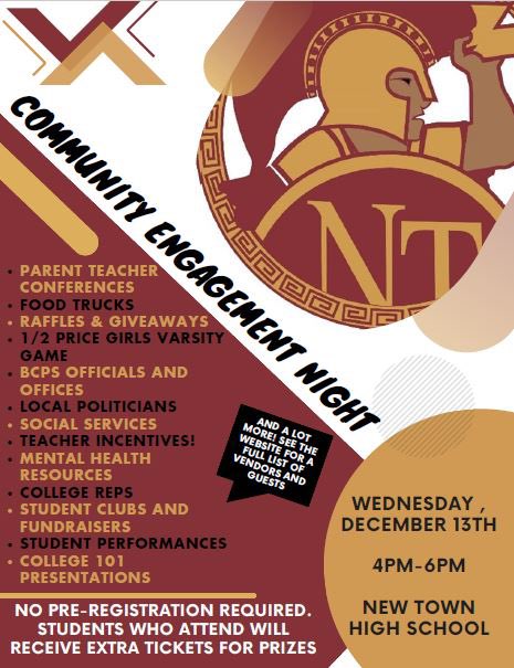 Rafe Park (@rafe_park) on Twitter photo <a href="/NTHS_Titans/">New Town High School</a> is excited to announce another Community Engagement Night. We have a lot of great vendors & services. And our teachers will be there for conference night!
In the coming days, we will showcase all we have to offer, so stay tuned!
<a href="/MrMartinNTHS/">James Martin</a> <a href="/arb7102/">Angela Berry</a> @KyriaJoseph <a href="/NTHS_Titans/">New Town High School</a> is excited to announce another Community Engagement Night. We have a lot of great vendors & services. And our teachers will be there for conference night!
In the coming days, we will showcase all we have to offer, so stay tuned!
<a href="/MrMartinNTHS/">James Martin</a> <a href="/arb7102/">Angela Berry</a> @KyriaJoseph