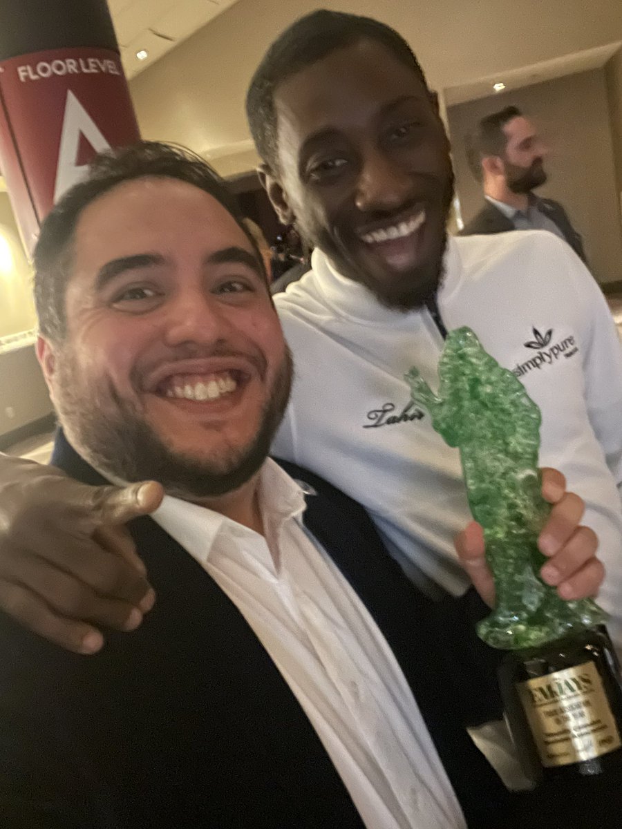 My guy @tahdiddy and I represented for <a href="/MinCannBusAssoc/">Minority Cannabis Business Association (MCBA)</a> as we were awarded the #TheEmJays for Trade Association of The Year last night! 

Thank you to our members and everyone who voted!! 

#MJBizCon