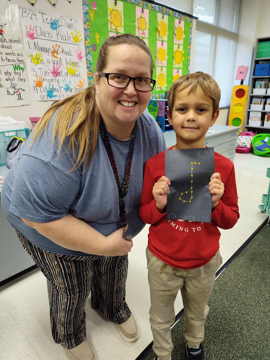 One of my first grade buddies made a music note for his constellation in science. How cool! <a href="/PineLevelES/">PineLevelES</a> <a href="/PLEFirstGrade/">PLE First Grade</a>