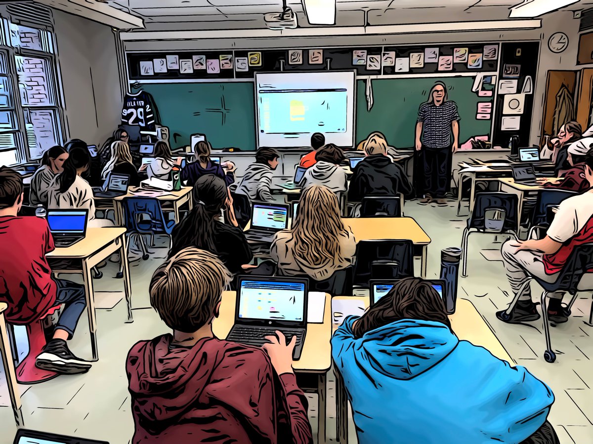 Grade 8 students engaged in a coding experience with thanks to @steameducentres - a wonderful extension to the Math curriculum. #TVDSB