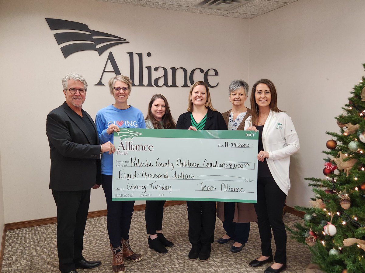 We went BIG for #GivingTuesday2023. This $8,000 check to support our local Childcare Coalition was just one piece of a total of $32,500 delivered to 19 non-profits. #banklocally #myalliancebank #indianabankers  #communitybank