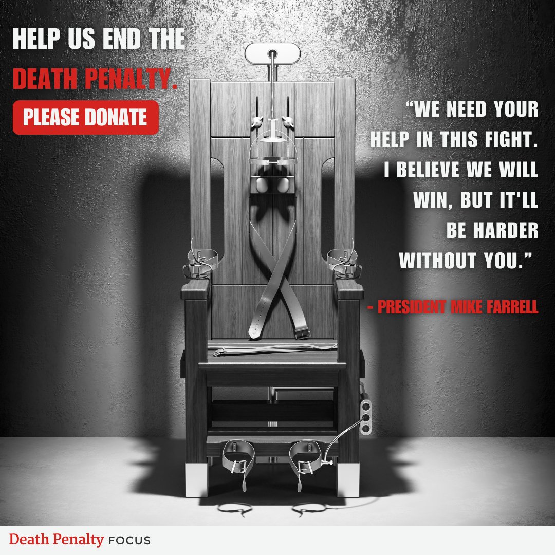 President Mike Farrell writes 💬 "Consider these reasons to end this barbaric punishment once and for all:

It's racist.
Teenagers can be sentenced to death.
It's arbitrary.
It doesn't deter."

💌 Donate today: bit.ly/41GJ4kR
#deathpenalty #deathrow #capitalpunishment