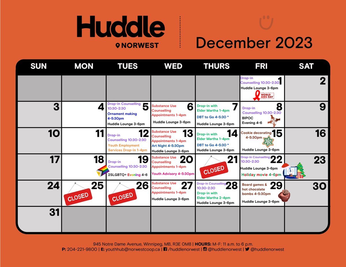 Somehow, we are already near the end of 2023! Here is the final calendar for this year at Huddle NorWest. Check out our December events &amp; programming!