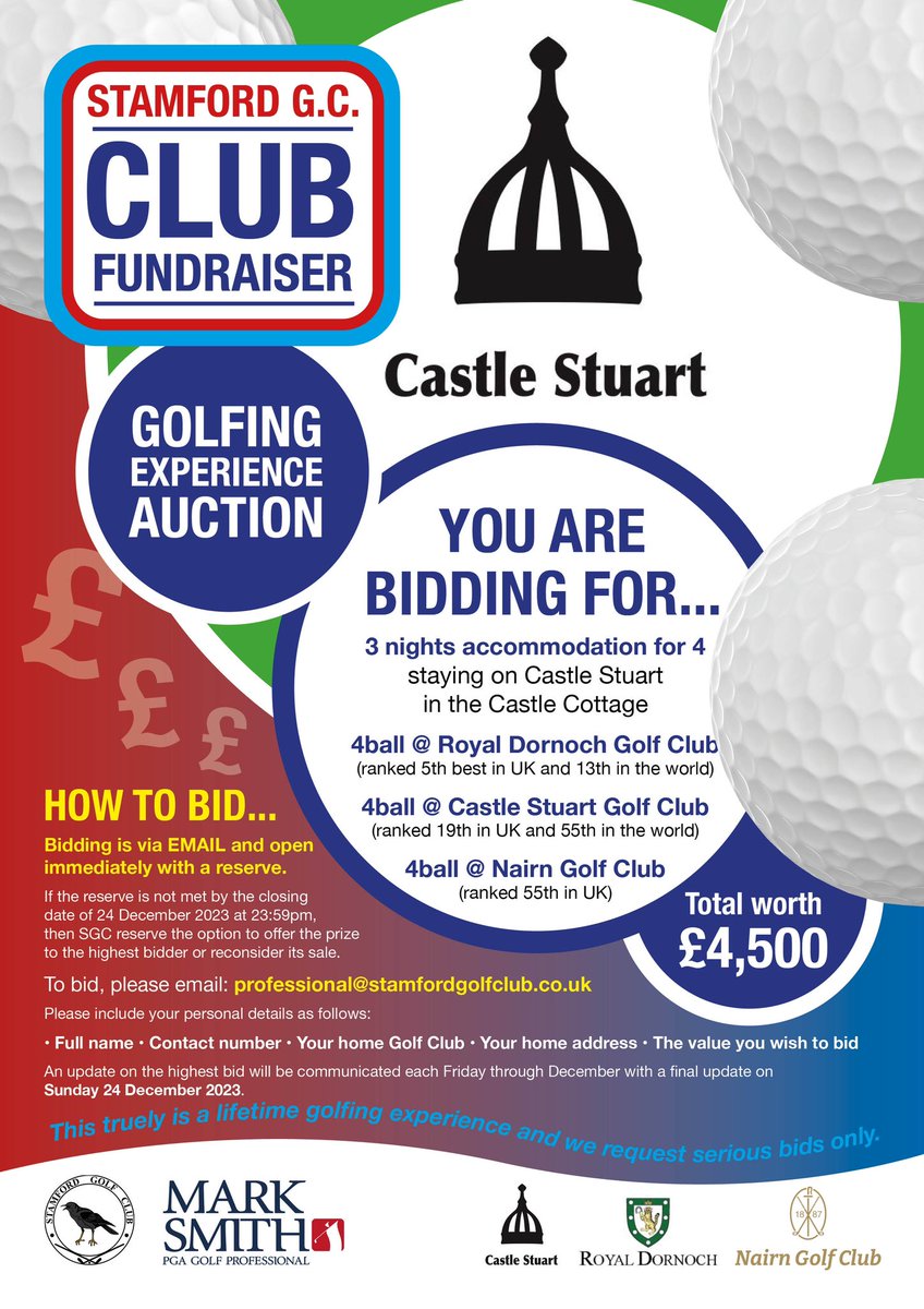 Stamford golf club (@stamfordgc) on Twitter photo 💥💥 Bid now for a unique golf trip of a lifetime!! Castle Stuart, Royal Dornoch & Nairn GC including 3 nights accommodation!! 💥 💥
professional@stamfordgolfclub.co.uk
Huge thanks to these guys 🤝 #fundraiser <a href="/CabotHighlands/">Cabot Highlands</a> <a href="/RoyalDornochGC/">Royal Dornoch</a> <a href="/NairnGolfClub/">Nairn Golf Club</a> <a href="/hglproam/">HGL Pro Am</a> 💥💥 Bid now for a unique golf trip of a lifetime!! Castle Stuart, Royal Dornoch & Nairn GC including 3 nights accommodation!! 💥 💥
professional@stamfordgolfclub.co.uk
Huge thanks to these guys 🤝 #fundraiser <a href="/CabotHighlands/">Cabot Highlands</a> <a href="/RoyalDornochGC/">Royal Dornoch</a> <a href="/NairnGolfClub/">Nairn Golf Club</a> <a href="/hglproam/">HGL Pro Am</a>