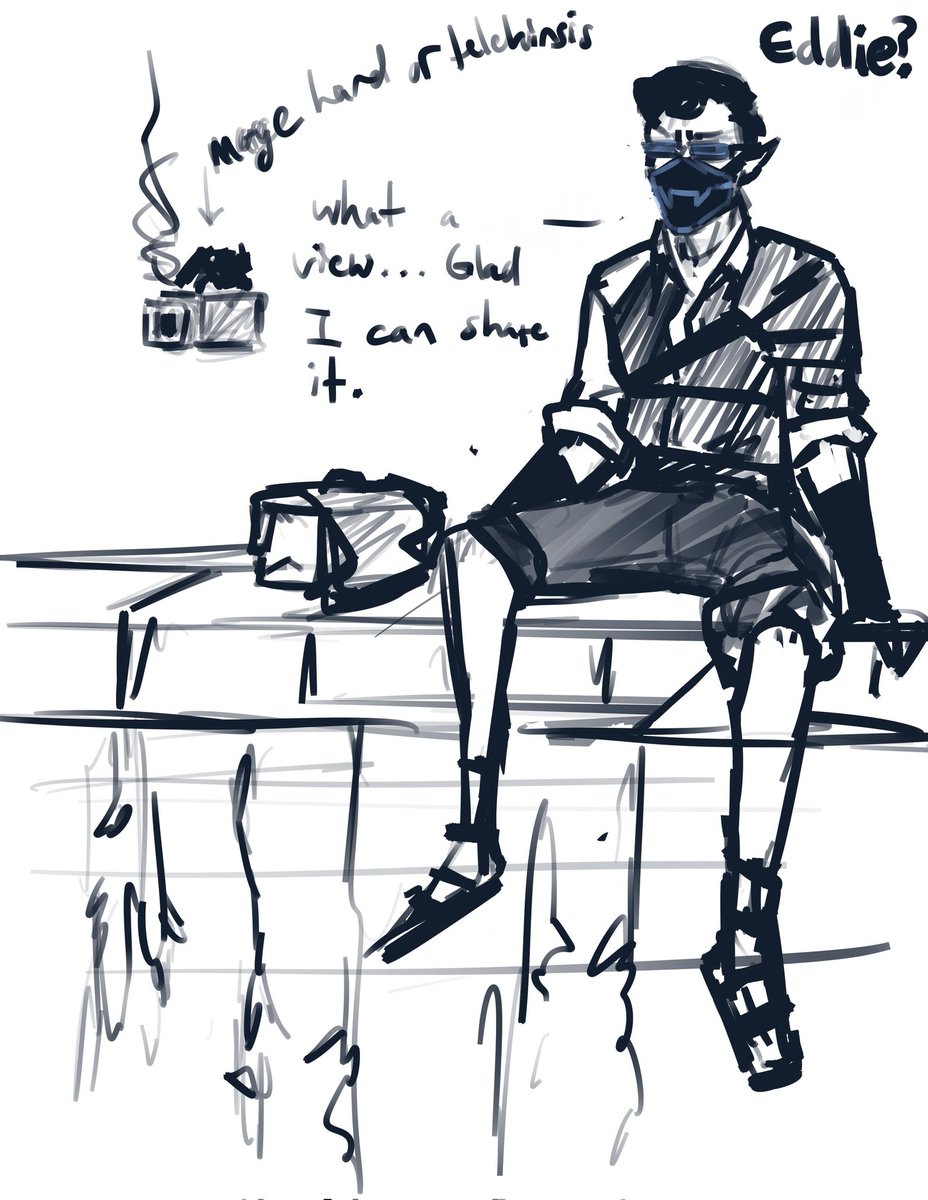 DemonicPearl's tweet photo. His name is Eddie. We might be leaning towards sci fi fantasy so Cyborg Eddie is a possibility 🤩 I'm excited if we decide on that setting. If not normal dhampir Eddie still works https://t.co/1ESRtTU1ca