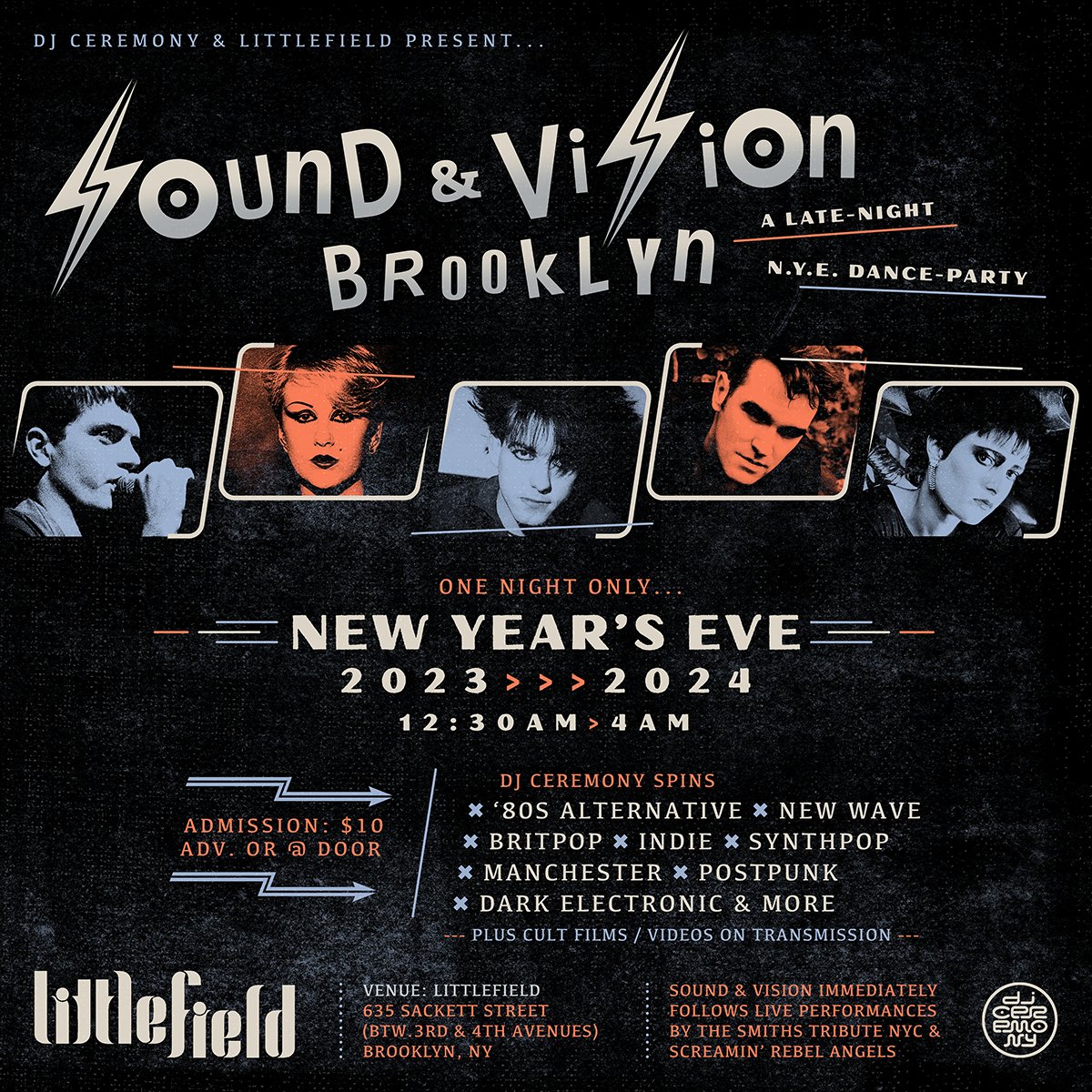 DJCeremony's tweet photo. Just announced! @DJCeremony + @littlefieldnyc  present: “SOUND &amp; VISION BROOKLYN” A Late-Night New Year's Eve Dance Party. New Year's Eve 2023 > 2024. 12:30am—4:00am at Littlefield in Brooklyn. Advance tickets recommended: https://t.co/O9v0QNgSwK. https://t.co/DEYfrrD5Zu