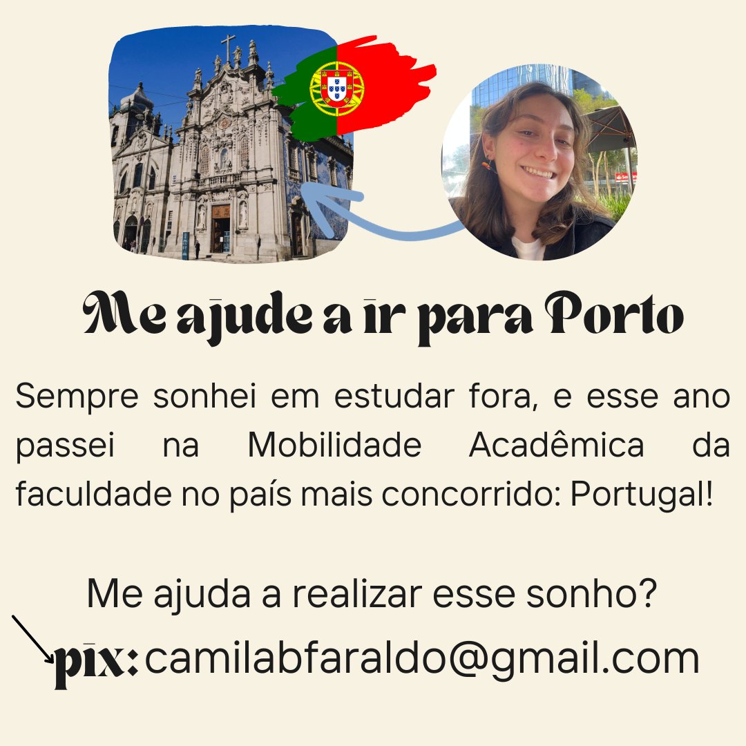 cmlbncrdfrld's tweet photo. olá, pessoal! 

pra quem não sabe, consegui a oportunidade de fazer um intercâmbio em portugal! 🇵🇹

como morar e estudar na europa é muito caro, resolvi fazer uma vakinha pra ajudar com os custos! 

se você puder doar ou compartilhar, vai ser de grande ajuda!! obrigada! 💖 https://t.co/vL6jWRQ9mC