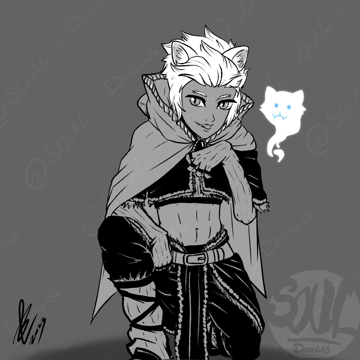 A friend commissioned me to #draw his #dungeonsanddragons Catboi character! 😺
