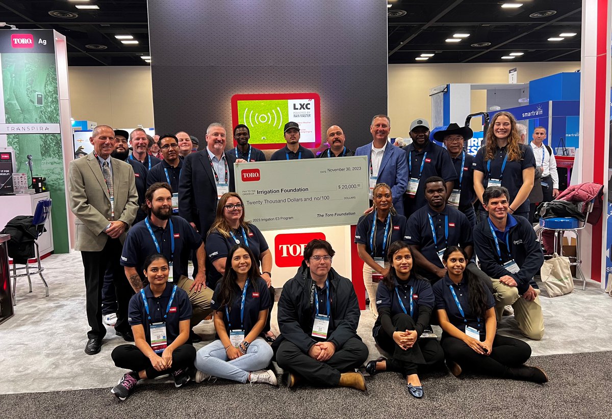 TheToroCompany's tweet photo. Lots of excitement at the #IrrigationShow this week!
Fostering the next generation of irrigation leaders. 🌟
Celebrating our Toro Ag team and the New Product Award for our Transpira Technology. 🏆
Recognizing our very own Craig Borland with the Industry Achievement Award. 👏 https://t.co/oyzw3TIOKV