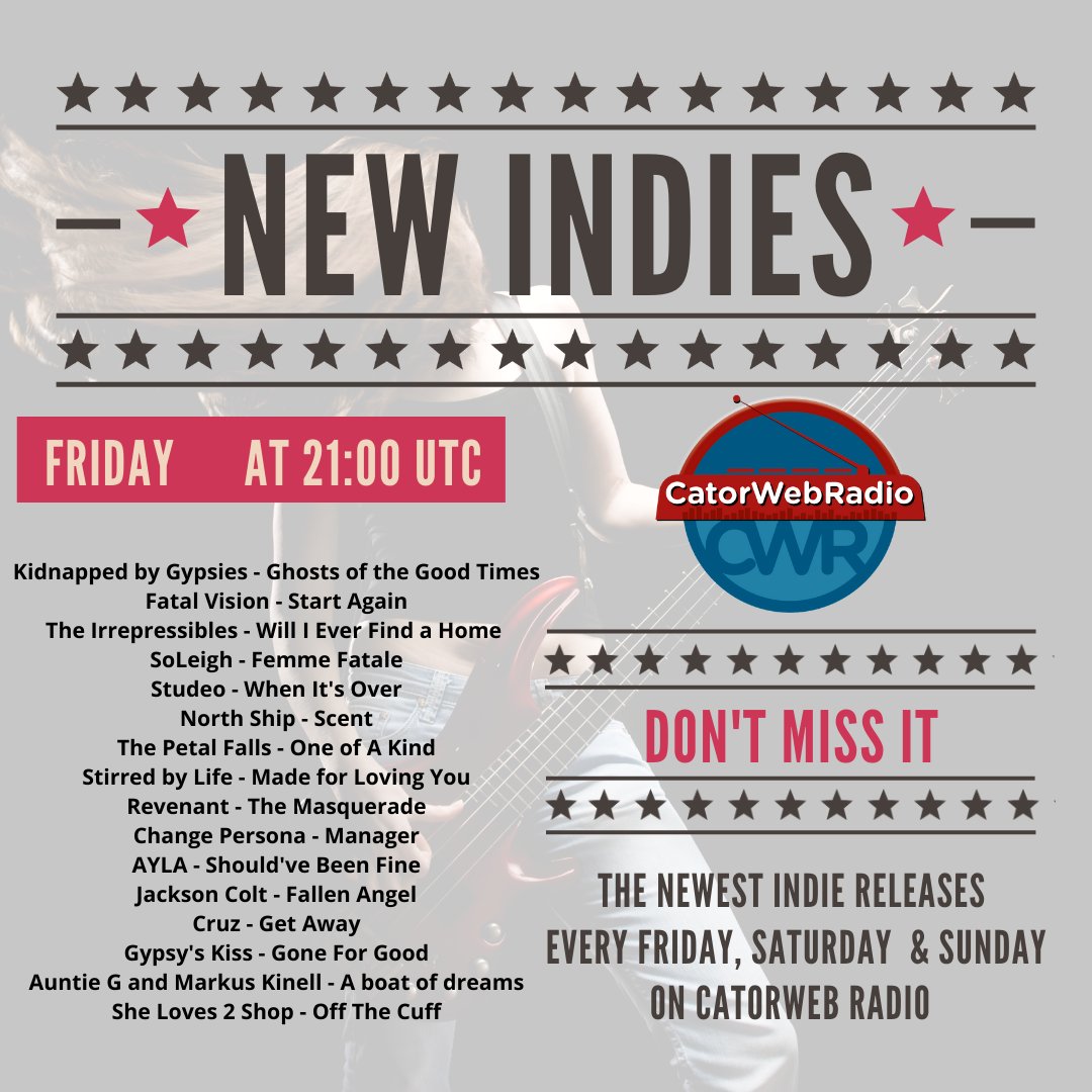catorwebradio's tweet photo. #NowOnAir #NewImdies
@FatalVisionband 
#TheIrrepressibles
#SoLeigh
@kidnapbygypsies
#NorthShip
@FallsPetal
@Stirred_byLife
#Revenant
@changepersona
@ayla_live
#JacksonColt
@band_cruz
@GK19741 - via @Emma_Scott
@AuntieGMusic @KinellMarkus
@wigzradio https://t.co/QZ8S372CDj