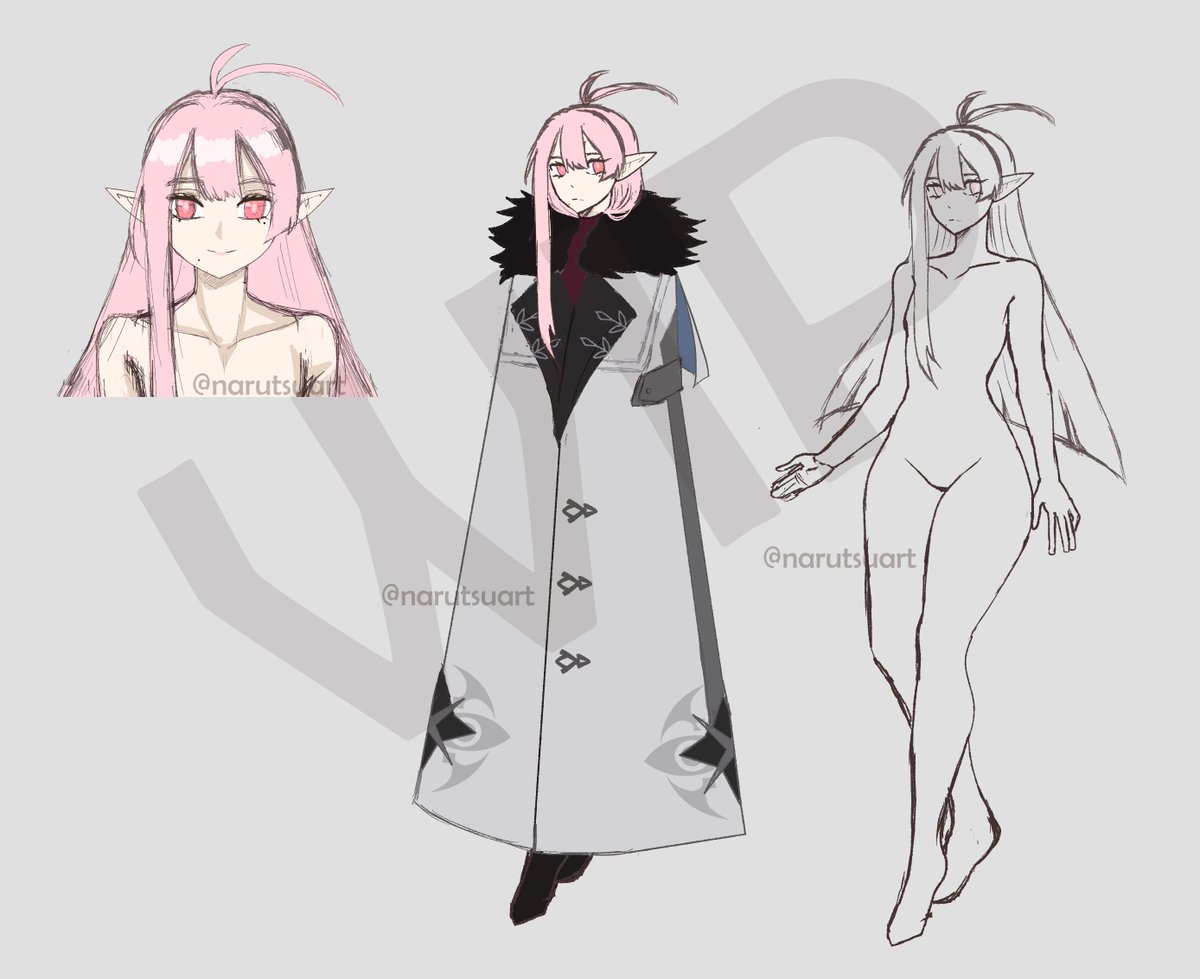 [OC] WIP Sneak peek of Fanciulla’s design. Coviello’s younger half-sister who shares his position as a Fatui Harbinger. Fanciulla is plagued by several ailments caused by an unknown curse or disease. Due to this she lost her ability to speak; she communicates through other means.