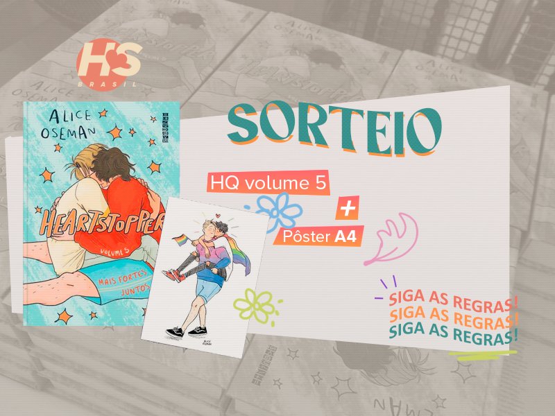 heartstbrasil's tweet photo. SORTEIO 🍂📚

Para comemorar o seu lançamento esse mês, vamos sortear um exemplar do volume 5 de Heartstopper + brinde!

Para concorrer basta:
• Seguir @heartstbrasil e @editoraseguinte;
• Dar RT nesse tweet; https://t.co/iQP3oQ0mcX