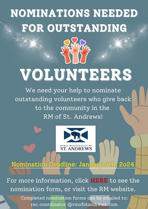 RMofstandrews's tweet photo. Do you know someone who has volunteered in the municipality &amp; deserves to be recognized as an outstanding volunteer? Here's your chance to nominate them for a special recognition award. You can obtain a Nomination Form from our website https://t.co/ofJkkIi79C  Deadline Jan 5/24. https://t.co/rtxZtnFaRP