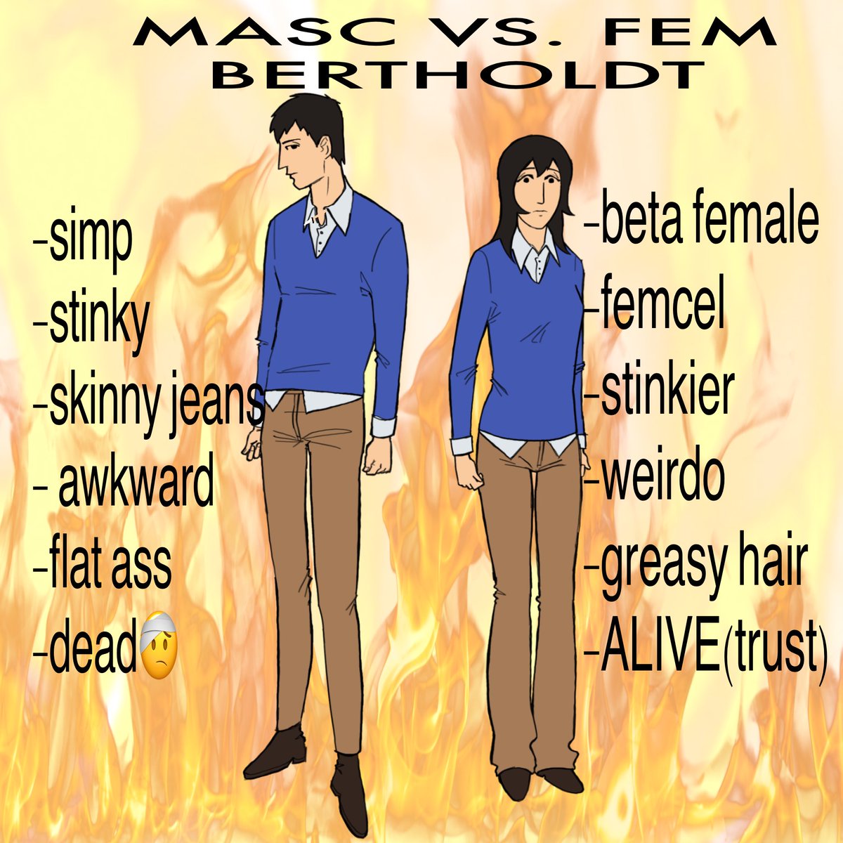 LeptonFan1's tweet photo. MASC VS FEM BERT🔥🔥🔥🔥🔥🔥🔥🔥🔥🔥🔥🔥🔥#AttackOnTitan #bertholdthoover https://t.co/Lgrl9Q1CDL