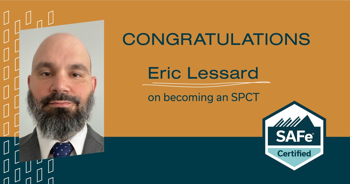 ScaledAgile's tweet image. Congrats Eric Lessard on becoming an SPCT! #ScaledAgileFramework #AgileCoach #SAFeCertified