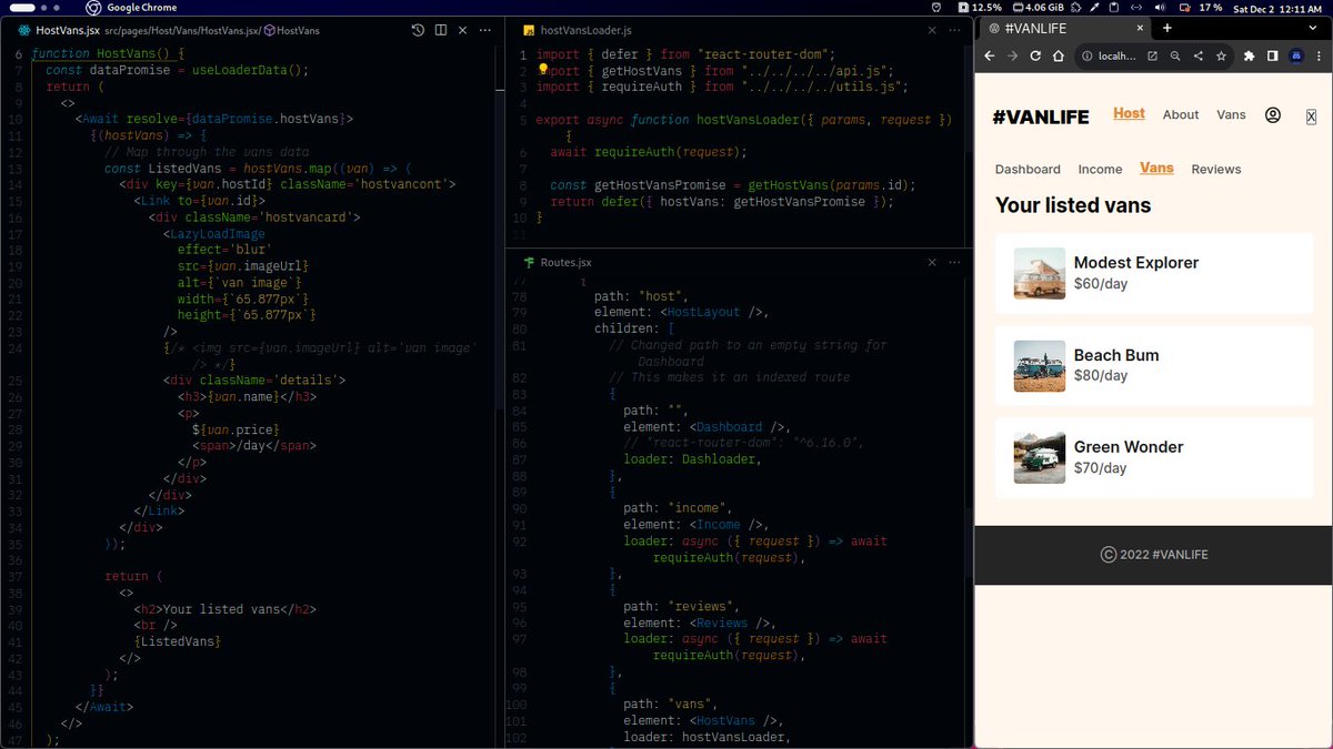 Mark_McCoder's tweet image. Day 30-31 / #100DaysOfCode
I refactored code on a collaborative project. That took longer than I expected, but I'm learning how to read someone else's code and unerstand it.
I also learned about `defer` and `Await` in react-router. And refactored the project to use that too.